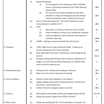 Committee meeting notes Dublin 18