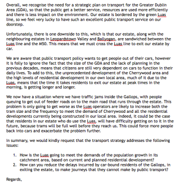 Transport strategy submission 2021